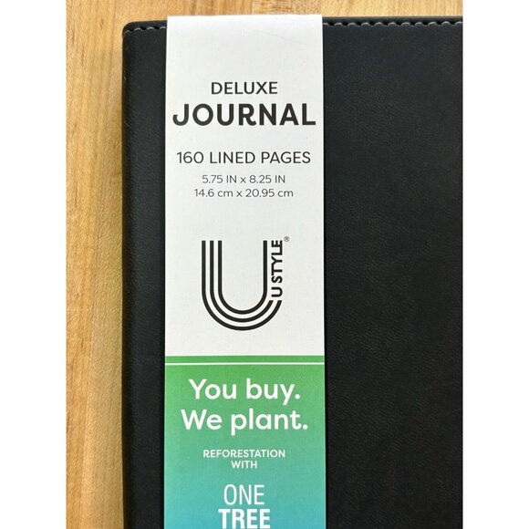 Deluxe Journal Diary Notebook Black Faux Leather 160 Lined Pages 5.75"W X 8.25"H - Picture 2 of 4